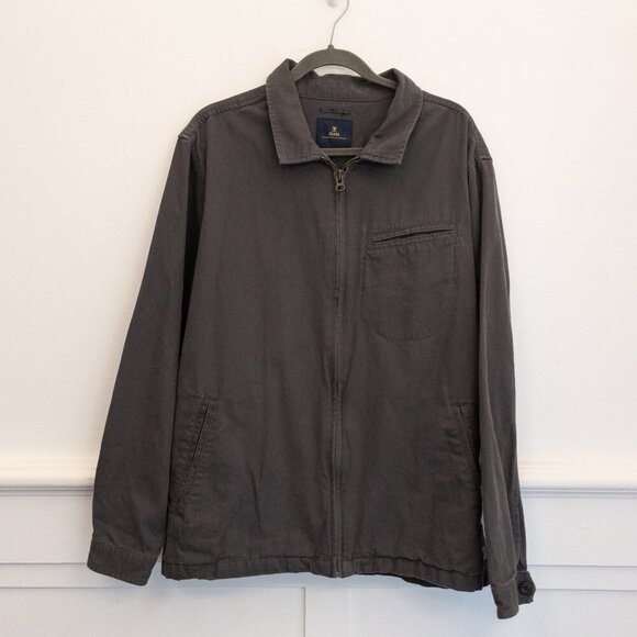 Roark Organic Cotton Jacket XL Gray Zip Front Utility Casual Workwear Coat